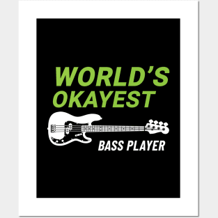 World's Okayest Bass Player P-Style Bass Guitar Dark Theme Posters and Art